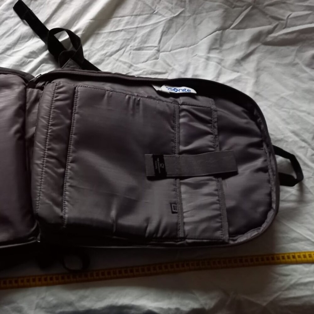 Samsonite grey leather computer backpack, multipo… - image 9